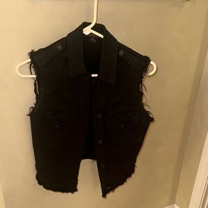 Black Sleeveless Denim Vest